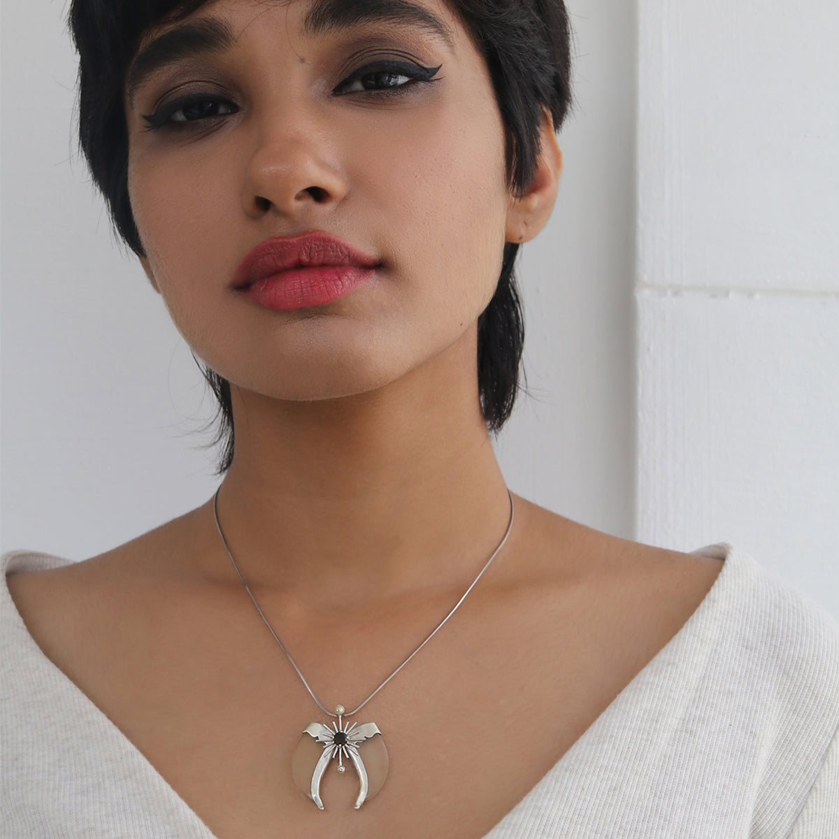 AVANI Silver Faux Tiger Claw Sunburst Pendant