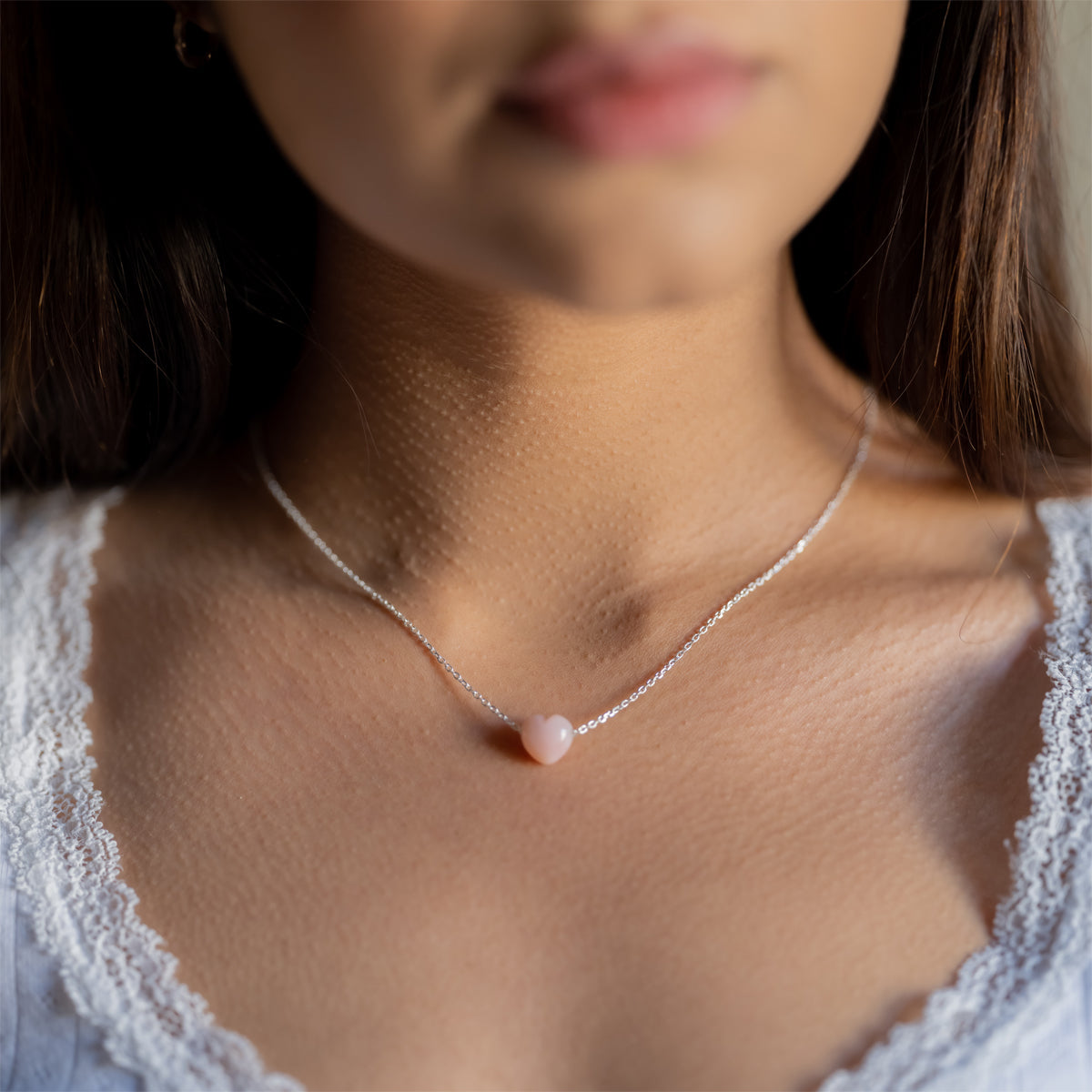 VALENTINE Heart Necklace - Pink Opal