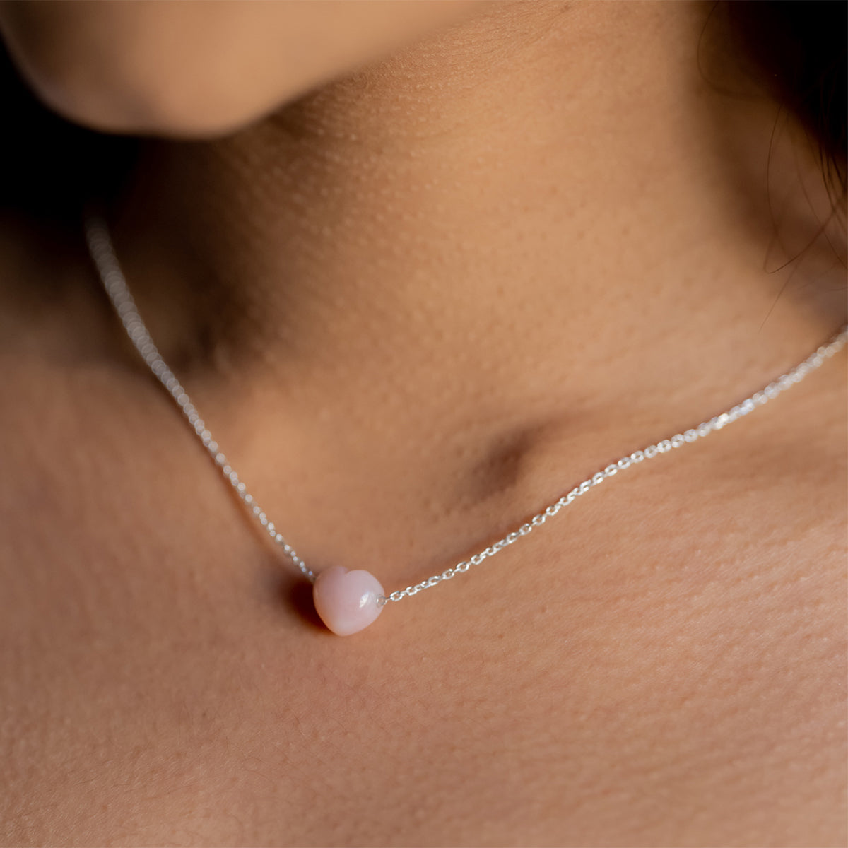 VALENTINE Heart Necklace - Pink Opal