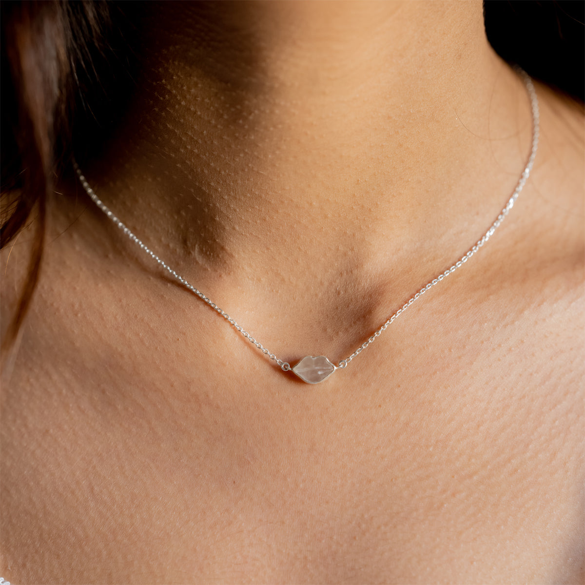 PUCKER Lips Necklace - Clear Quartz (Transparent)