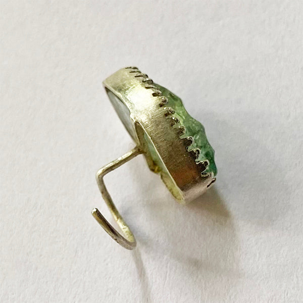 PICHWAI Emerald Lotus Leaf Nose Pin