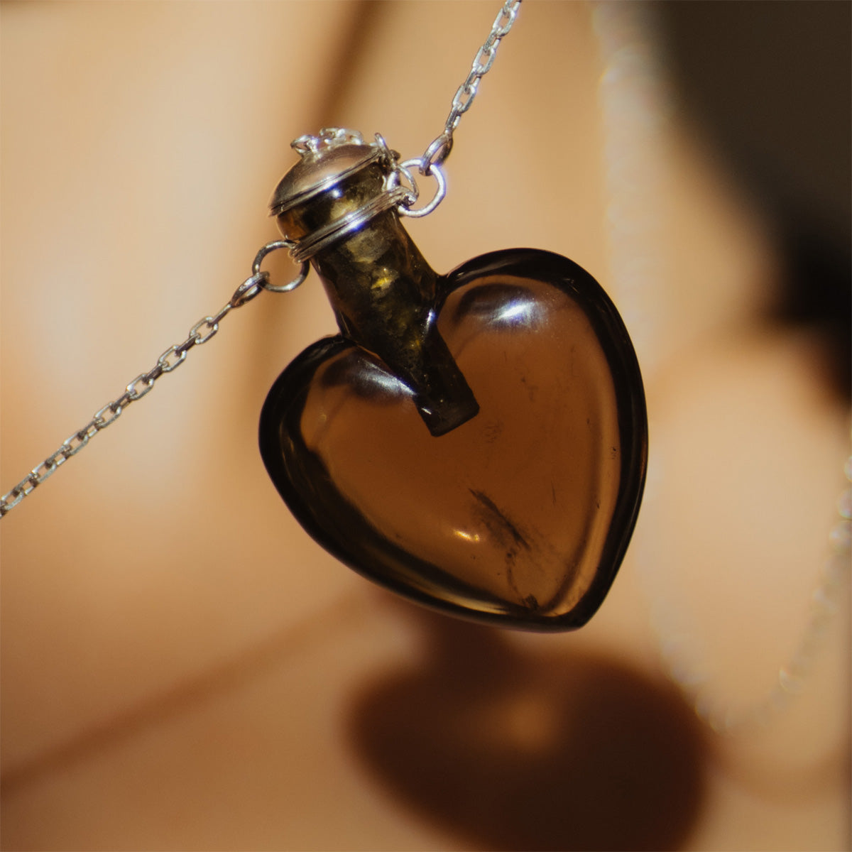 MESSAGE IN A BOTTLE- Smoky Quartz Necklace