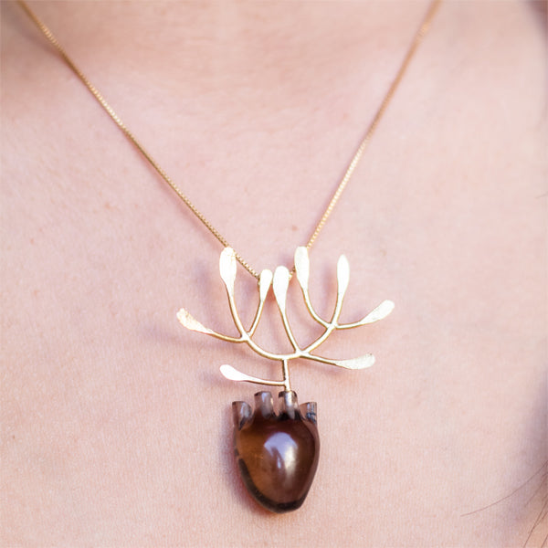 HEART Foliage - Gold Pendant