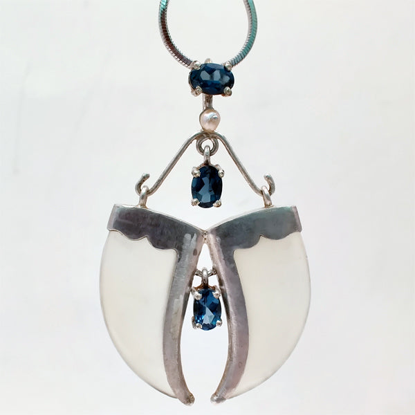 AVANI Silver Faux Tiger Claw Blue Imperial Pendant