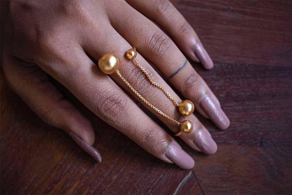 Deco Silver Chain Ring Maxi