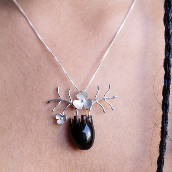 HEART Bouquet - Silver Pendant