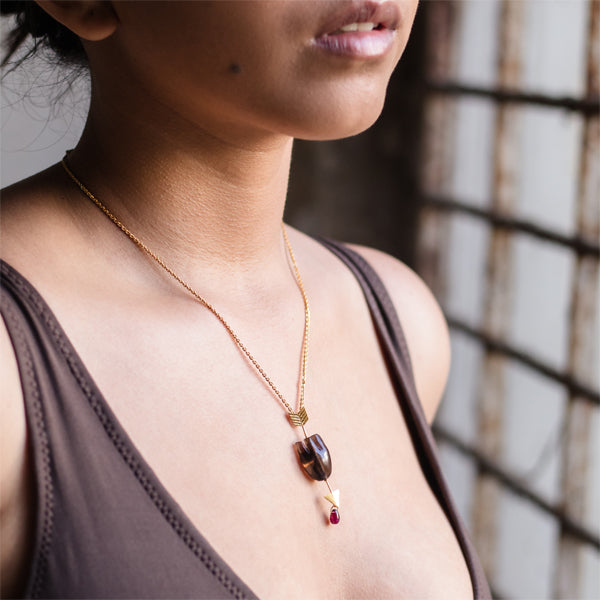 HEART Straight Arrow - Brown Pendant
