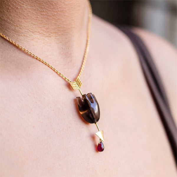 HEART Straight Arrow - Brown Pendant