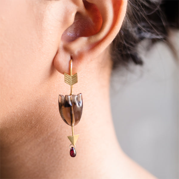 HEART Straight Arrow - Brown Earrings