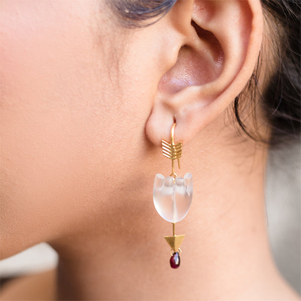 HEART Straight Arrow - White Earrings