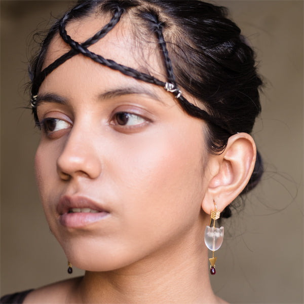 HEART Straight Arrow - White Earrings