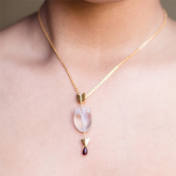 HEART Straight Arrow - White Pendant