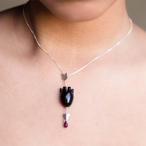 HEART Straight Arrow - Black Pendant