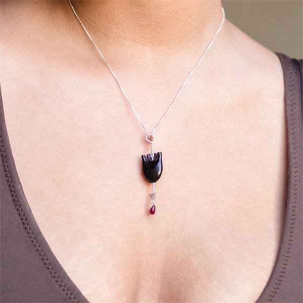 HEART Straight Arrow - Black Pendant