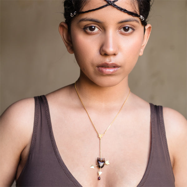 HEART Cupid's Arrow - Brown Pendant