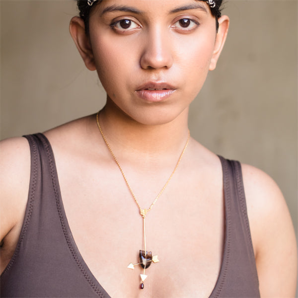 HEART Cupid's Arrow - Brown Pendant