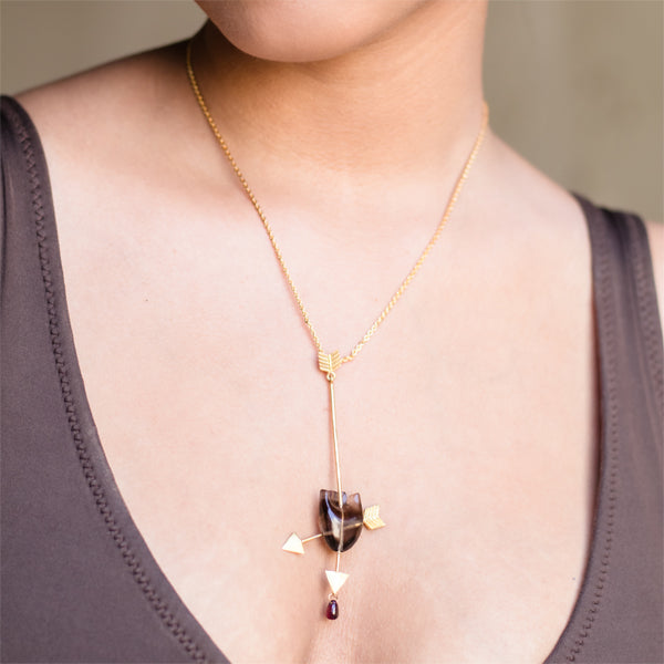 HEART Cupid's Arrow - Brown Pendant