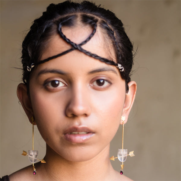 HEART Cupid's Arrow - White Earrings