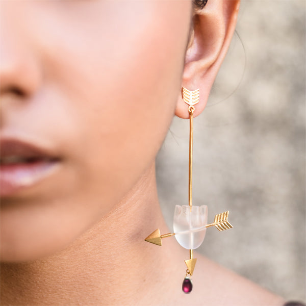 HEART Cupid's Arrow - White Earrings
