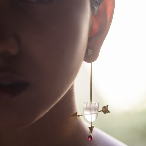 HEART Cupid's Arrow - White Earrings