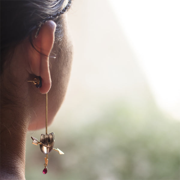 HEART Cupid's Arrow - Brown Earrings