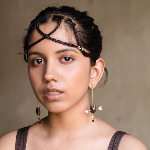 HEART Cupid's Arrow - Brown Earrings