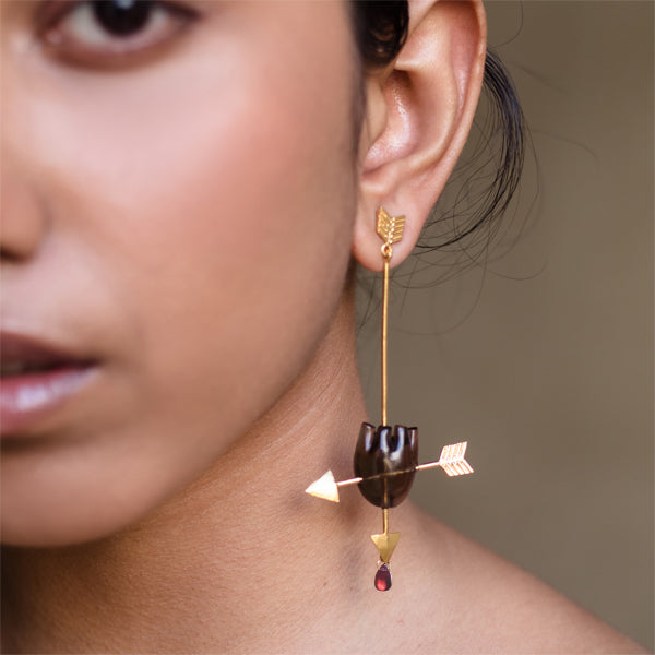 HEART Cupid's Arrow - Brown Earrings