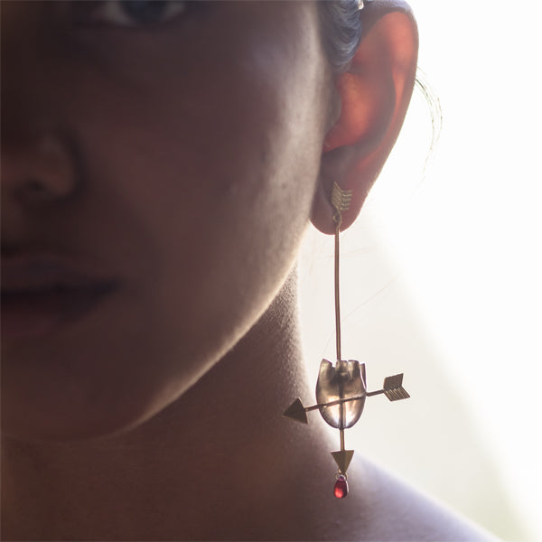 HEART Cupid's Arrow - Brown Earrings