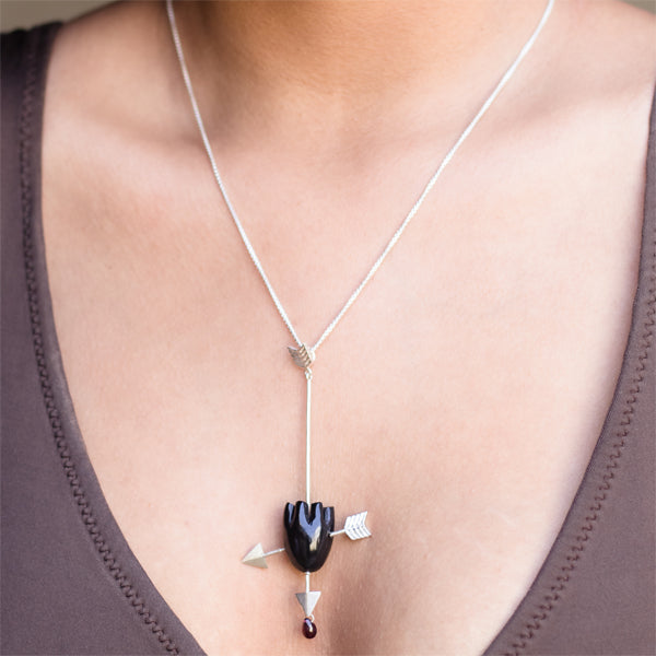 HEART Cupid's Arrow - Black Pendant