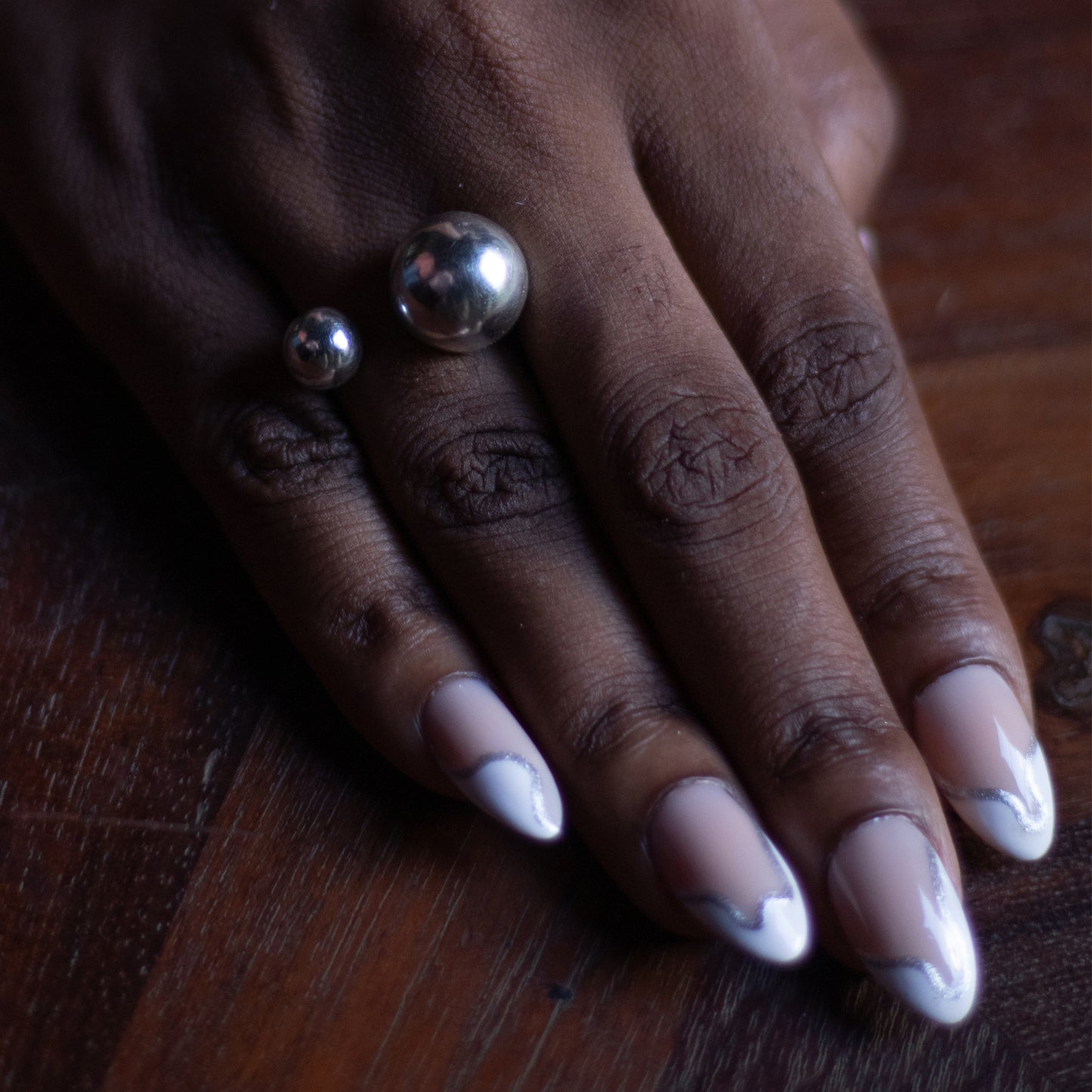 DECO Silver Sphere Ring