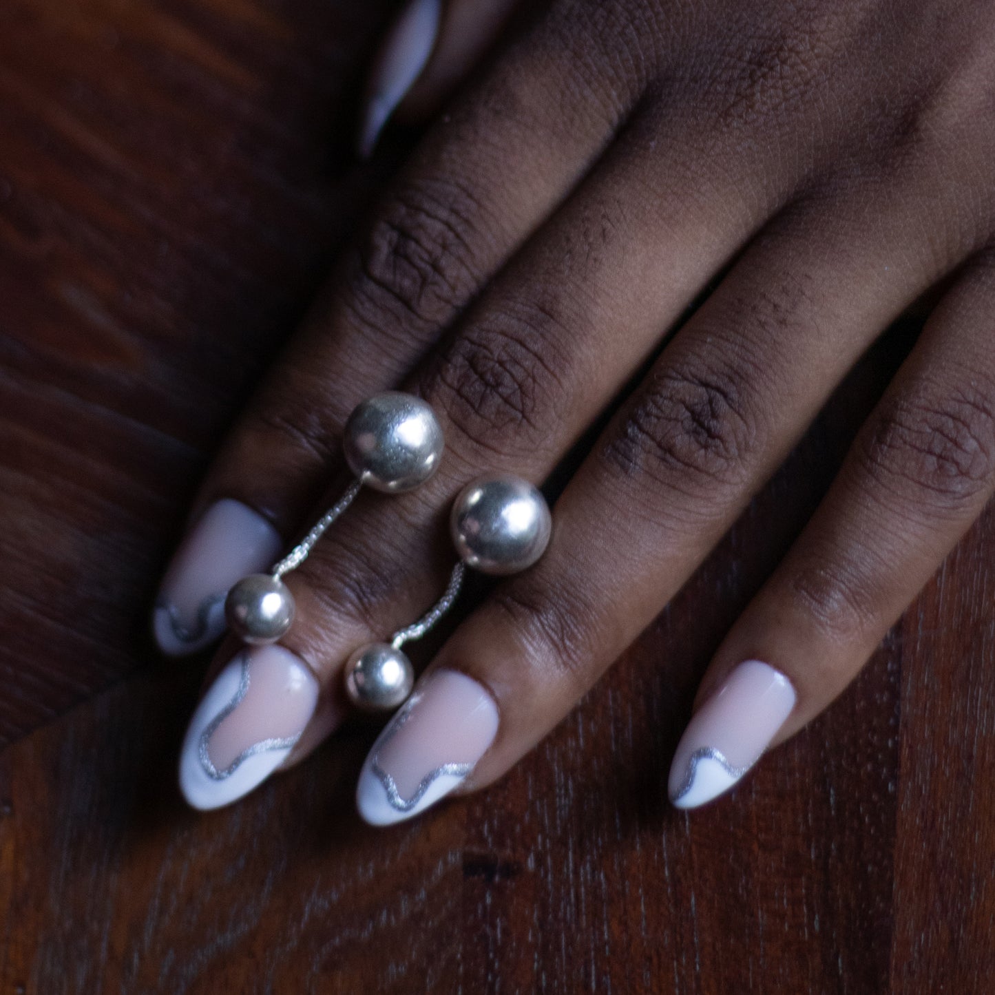 Deco Silver Chain Ring Mini