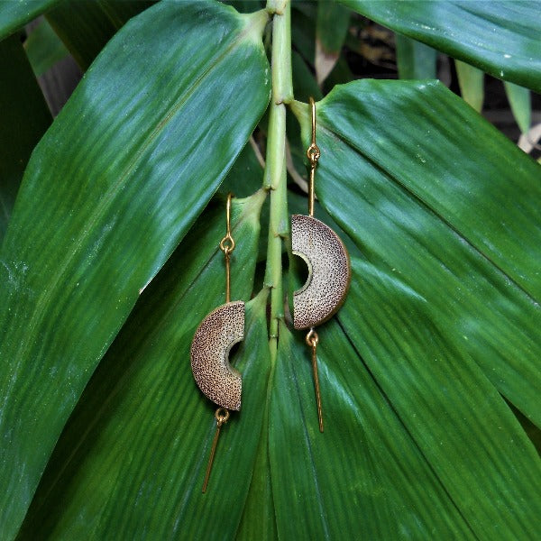 MUSKAAN Gold Dangle Arc Earrings
