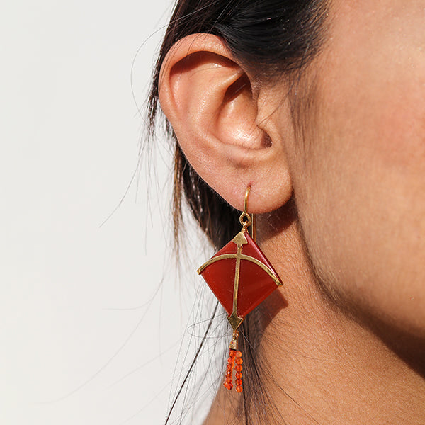 PATANG Carnelian Tassel Earrings