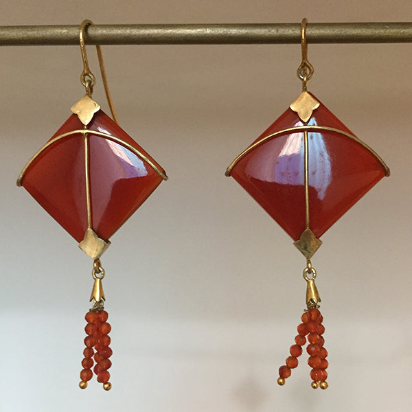 PATANG Carnelian Tassel Earrings
