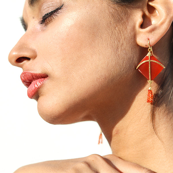 PATANG Carnelian Tassel Earrings