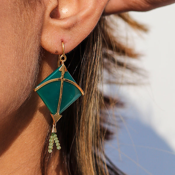 PATANG Peridot Tassel Earrings