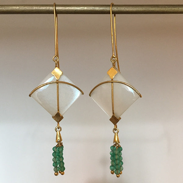 PATANG Moonstone With Green Onyx Tassel