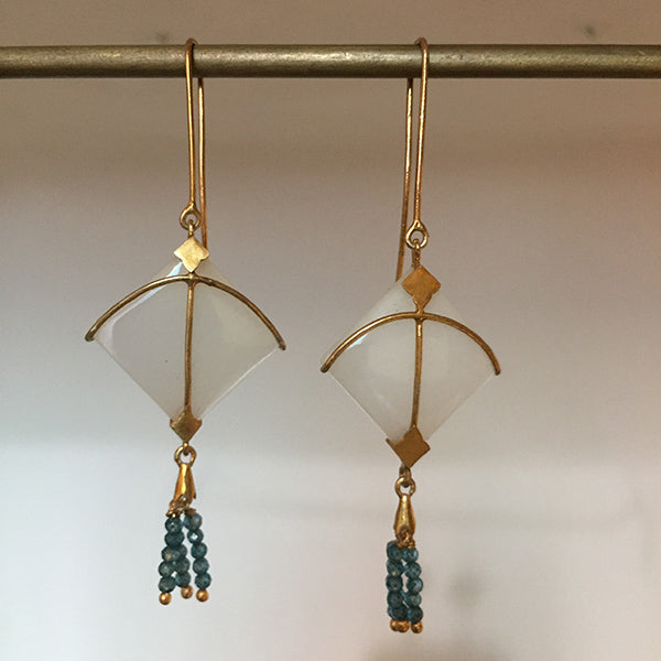 PATANG Moonstone With Blue Topaz Tassel