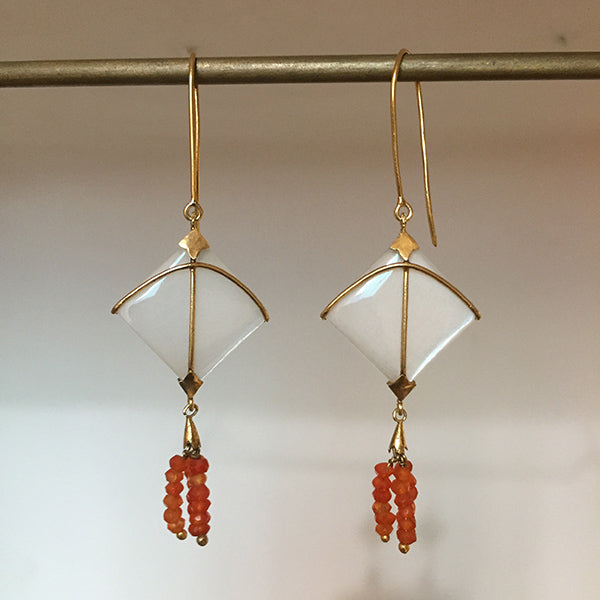 PATANG Small Moonstone With Pink Tourmaline Earrings