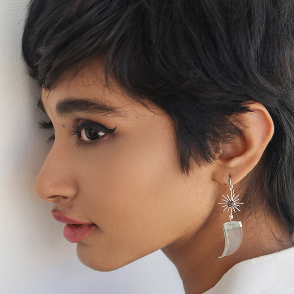 AVANI Silver Faux Tiger Claw Sunburst Earrings