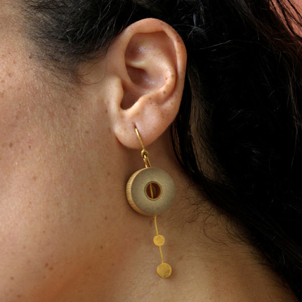RHEA Two Dot Gold Earrings