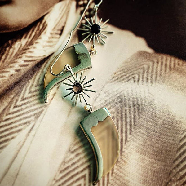 AVANI Silver Faux Tiger Claw Sunburst Earrings