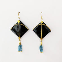 Load image into Gallery viewer, PATANG Blue Chalcedony Tassel Earrings
