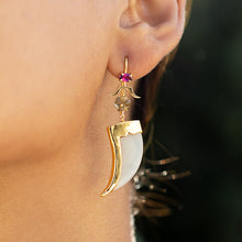Load image into Gallery viewer, AVANI Gold Faux Tiger Claw Pink Floral Earrings
