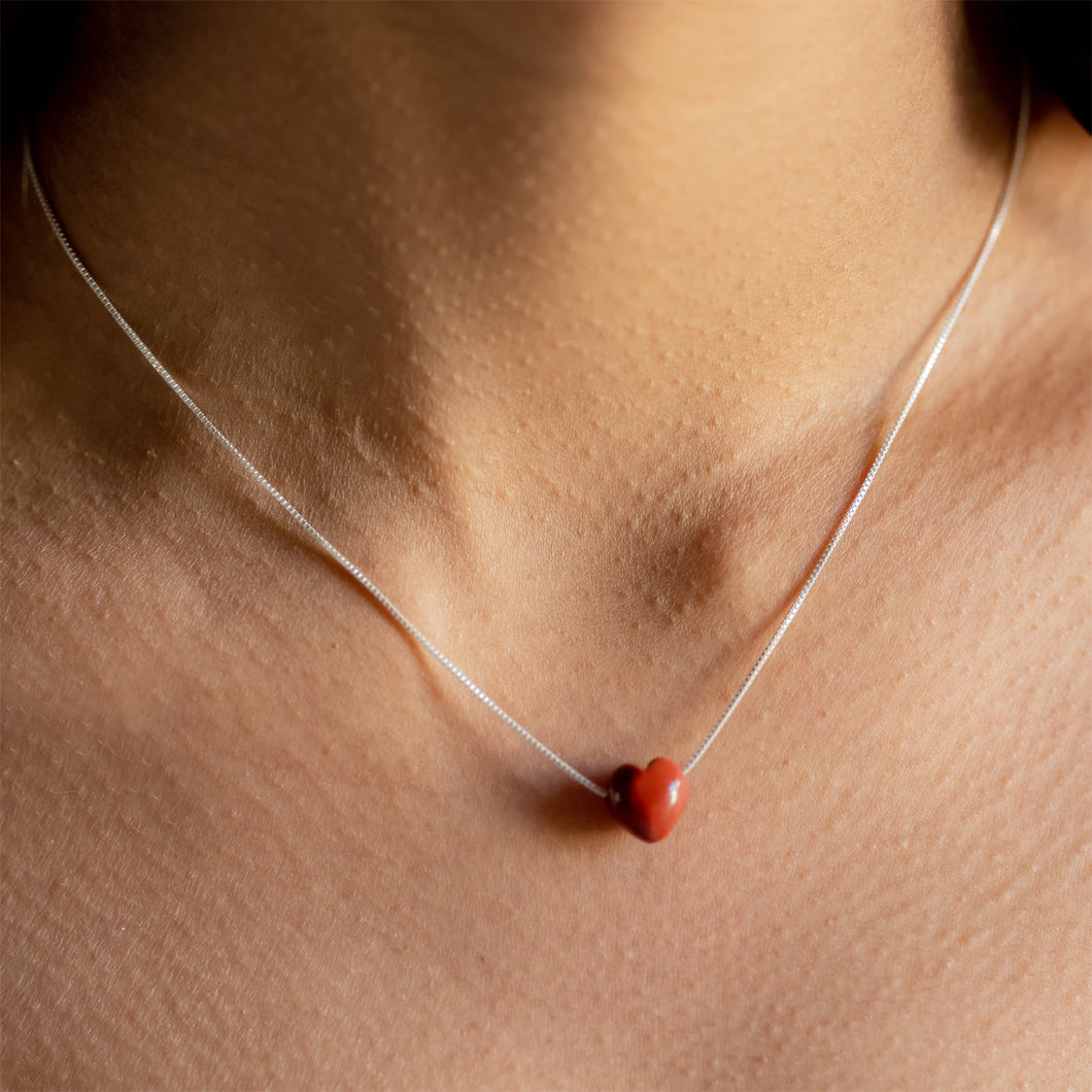 VALENTINE Heart Necklace - Jasper (Red)