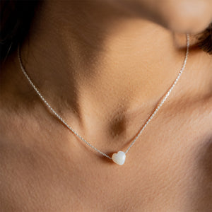 VALENTINE Heart Necklace - White Opal