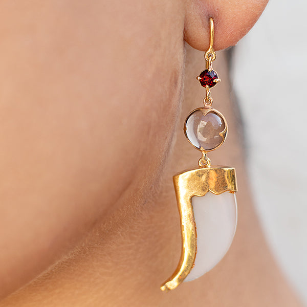 AVANI Gold Faux Tiger Claw Red Lens Earrings