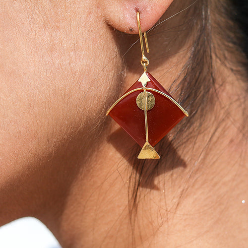 PATANG Large Red Onyx Earrings