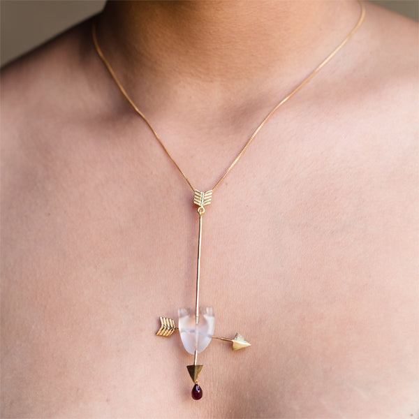 HEART Cupid's Arrow - White Pendant