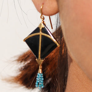 PATANG Blue Chalcedony Tassel Earrings